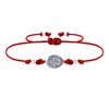 Bracelet Lien Médaille Argent 925 Ovale Vierge Miraculeuse - Rouge - vue V1