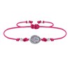 Bracelet Lien Médaille Argent 925 Ovale Vierge Miraculeuse - Fuchsia - vue V1