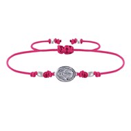 Bracelet Lien Médaille Argent 925 Ovale Vierge Miraculeuse - Fuchsia