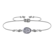 Bracelet Lien Médaille Argent 925 Ovale Vierge Miraculeuse - Gris clair