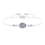 Bracelet Lien Médaille Argent 925 Ovale Vierge Miraculeuse - Blanc