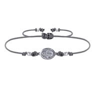 Bracelet Lien Médaille Argent Ovale Vierge Miraculeuse - Gris