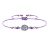 Bracelet Lien Médaille Argent 925 Ovale Vierge Miraculeuse - Violet - vue V1