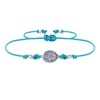 Bracelet Lien Médaille Argent 925 Ovale Vierge Miraculeuse - Turquoise - vue V1