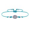 Bracelet Lien Médaille Argent Ovale Vierge Miraculeuse - Turquoise - vue V1