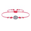 Bracelet Lien Médaille Argent Ovale Vierge Miraculeuse - Rouge Fluo - vue V1