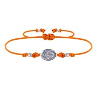 Bracelet Lien Médaille Argent Ovale Vierge Miraculeuse - Orange