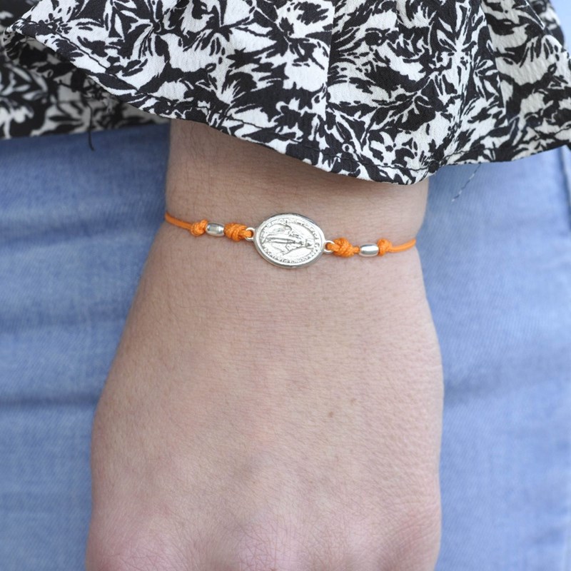 Bracelet Lien Médaille Argent Ovale Vierge Miraculeuse - Orange - vue 2