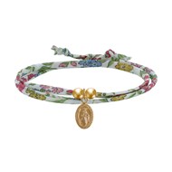 Bracelet Double Tour Lien Liberty et Petite Médaille Vierge Miraculeuse Plaqué Or - Blanc