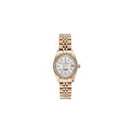 Inspiration 26mm - Montre femme - Boîtier rond en acier inoxydable - Cadran noir - Bracelet doré rose