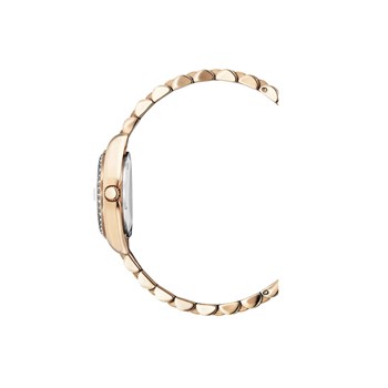 Inspiration 26mm - Montre femme - Boîtier rond en acier inoxydable - Cadran noir - Bracelet doré rose