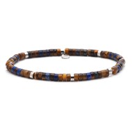 Bracelet Perles Heishi 4mm  Perles oeil De Tigre Et Lapis