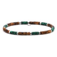 Bracelet Perles Heishi 4mm Pierre oeil De Tigre Et Malachite