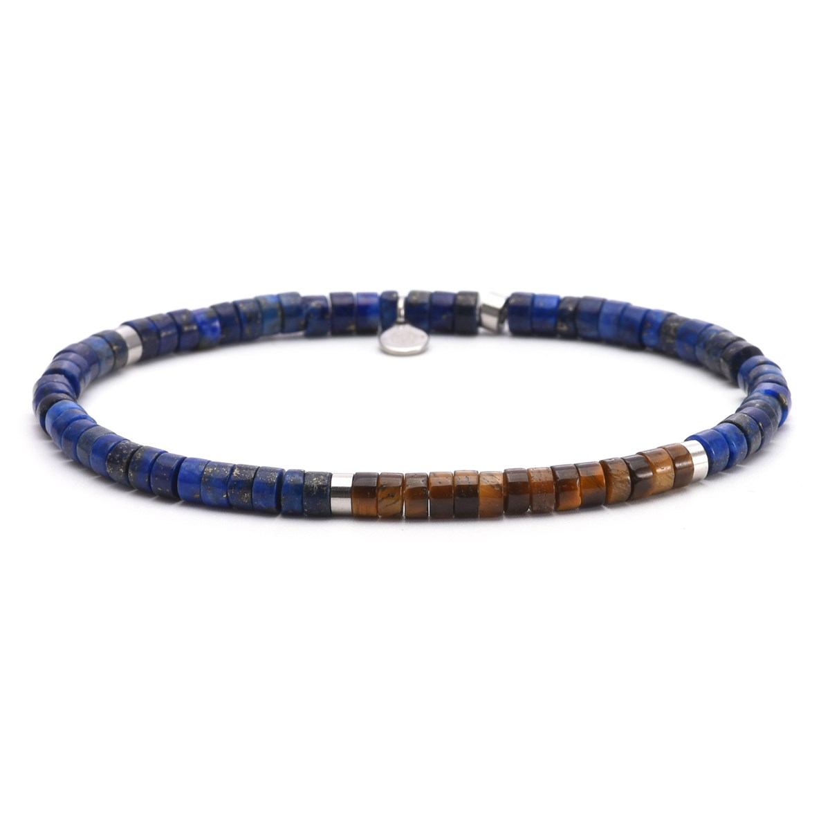 Bracelet Perles Heishi 4mm Pierre Lapis Lazuli oeil De Tigre