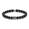 Bracelet 8mm Acier Pierres Naturelles Perles Rondes Agate Noire - vue V1