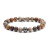 Bracelet 8mm Acier Pierres Naturelles Perles Rondes Agate Indienne Agate Nacre Marron Et Rouge - vue V1