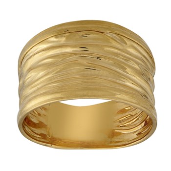 Bague Brillaxis or jaune 9 carats aspect froissé