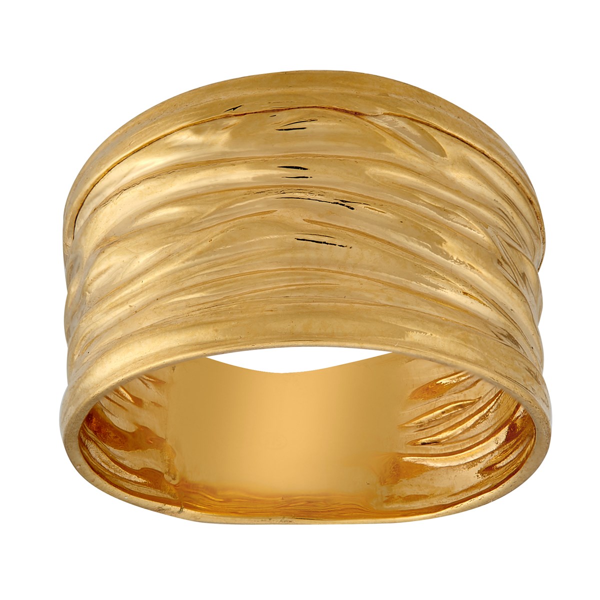 Bague Brillaxis or jaune 9 carats aspect froissé - vue 2