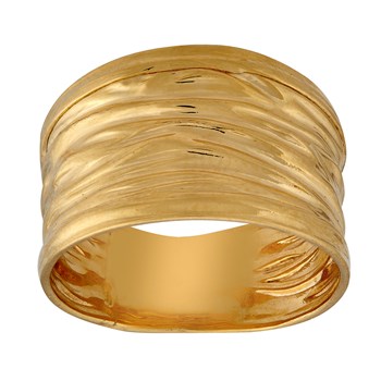 Bague Brillaxis or jaune 9 carats aspect froissé