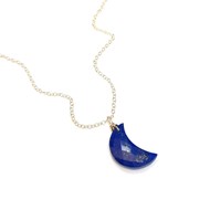 Collier Lune en Lapis-Lazuli et Argent 925 Doré