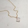 Collier Trèfle Quartz Rose en Argent 925 Doré - vue V2