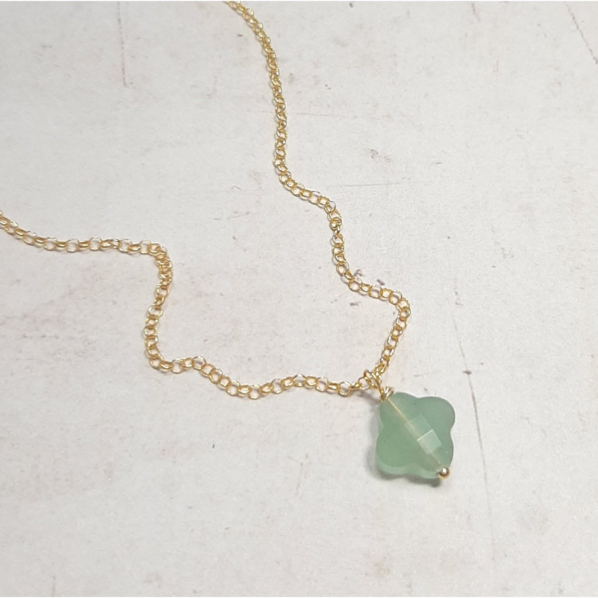 Collier Trèfle Aventurine en Argent 925 Doré - vue 2