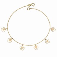 Bracelet fleurs et coeurs en Or 375
