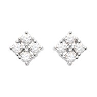 Boucles d'Oreilles Brillaxis puces carrées_x000D_
en Argent Rhodié et Oxyde