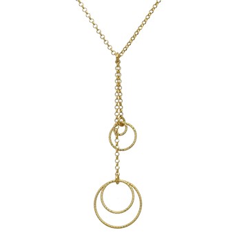 Collier Argent Doré Doubles Chaînes Cercles Diamantés