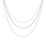 Collier Argent Rhodié Triple Collier Petite Perles Pierre Labradorite