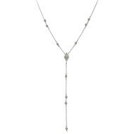 Collier En Argent Rhodié Cravate  Pierre Naturelle Labradorite