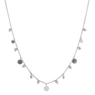 Collier Argent Rhodié Pampilles Et Pierres Labradorite