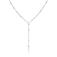 Collier Cravate Argent Rhodié Perles Naturelles Labradorite