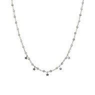 Collier Argent Rhodié Pampilles étoiles Et Pierres Labradorite