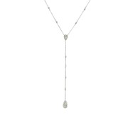 Collier Argent Rhodié Cravate Pierres Labradorite