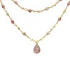 Collier Argent Doré Double Chaine Goutte Pierres Naturelles Quartz Rose Fraise - vue V2