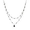 Collier Argent Rhodié Double Chaine Goutte Pierres Naturelles Spinelle Noir - vue V1