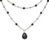 Collier Argent Rhodié Double Chaine Goutte Pierres Naturelles Spinelle Noir - vue V2