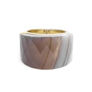 Bague En Argent Doré Et Pierre Naturelle Agate Grise