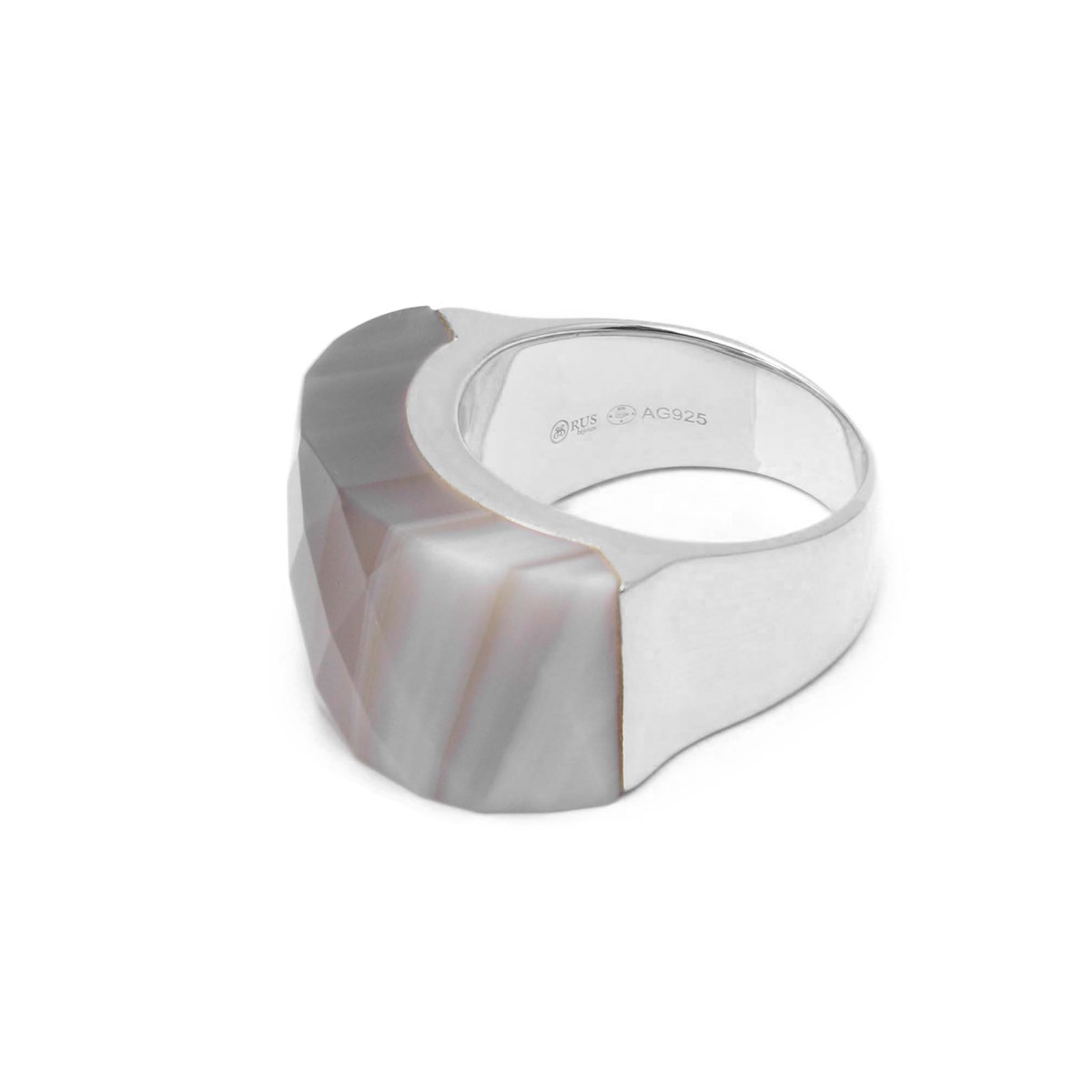 Bague En Argent Et Pierre Naturelle Agate Grise - vue 3