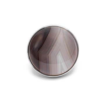 Bague Cabochon Luxe En Argent Et Pierre Naturelle Agate Grise