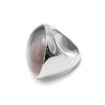 Bague Cabochon Luxe En Argent Et Pierre Naturelle Agate Grise