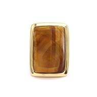 Bague à Volume Rectangle En Argent Doré Et Pierre Naturelle oeil De Tigre