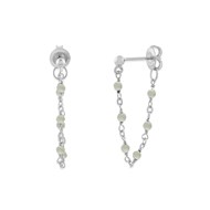 Boucles D'oreilles Argent Rhodié Chaine Et Pierres Naturelles Labradorite