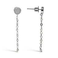 Boucles D'oreilles Argent Rhodié Pendantes Rondes Pierres Labradorite