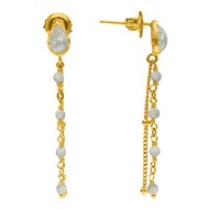 Boucles D'oreilles Argent Doré Pendantes Gouttes Et Pierres Labradorite