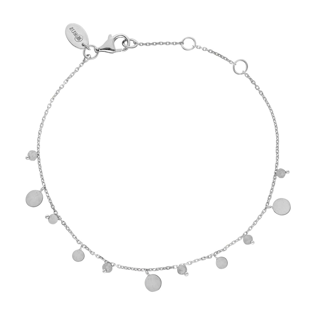 Bracelet Argent Rhodié Pampilles Et Pierres Naturelles Labradorite