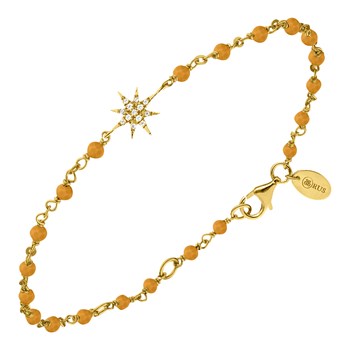 Bracelet Argent Doré étoile Zirconium Blanc Et Pierres oeil De Tigre