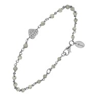 Bracelet Argent Rhodié Coeur Serti Blanc Pierres Labradorite