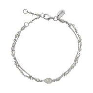 Bracelet Argent Rhodié Double Chaine Goutte Et  Pierres Labradorite
